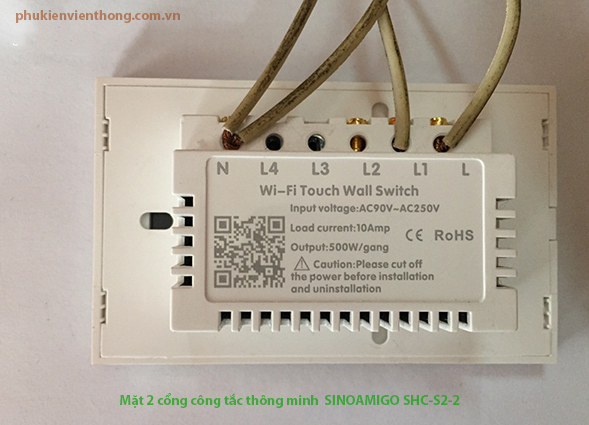 Mặt 2 cỏng  công tắc thông minh  SINOAMIGO SHC-S2-2 điều khiển từ xa