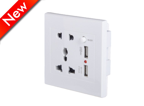 Ổ cắm điện sino amigo 2 cổng đa năng + 2 cổng Sạc USB SW-1UB