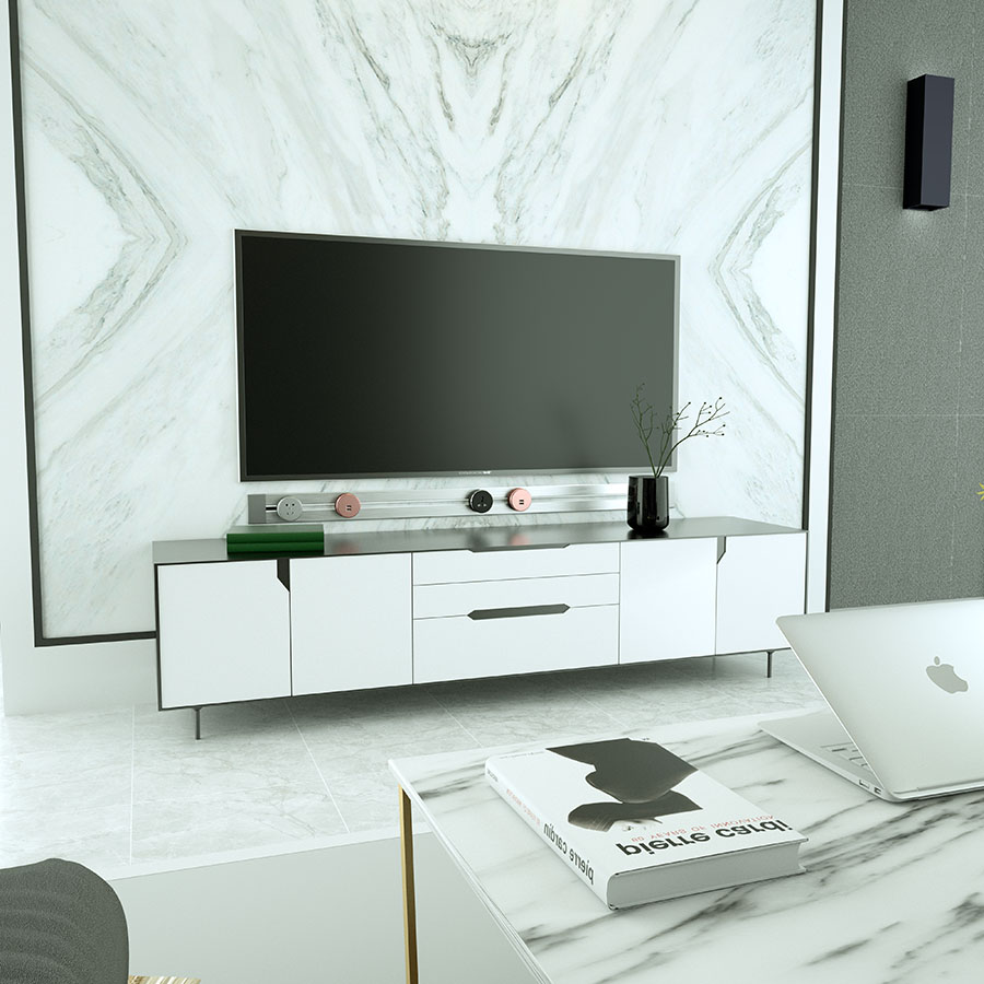 Thanh Ray Ổ Điện Novalink KZ02-04B Chính Hãng Thanh ray ổ điện âm tường âm bàn Novalink KZ02-04B 60cm màu đen