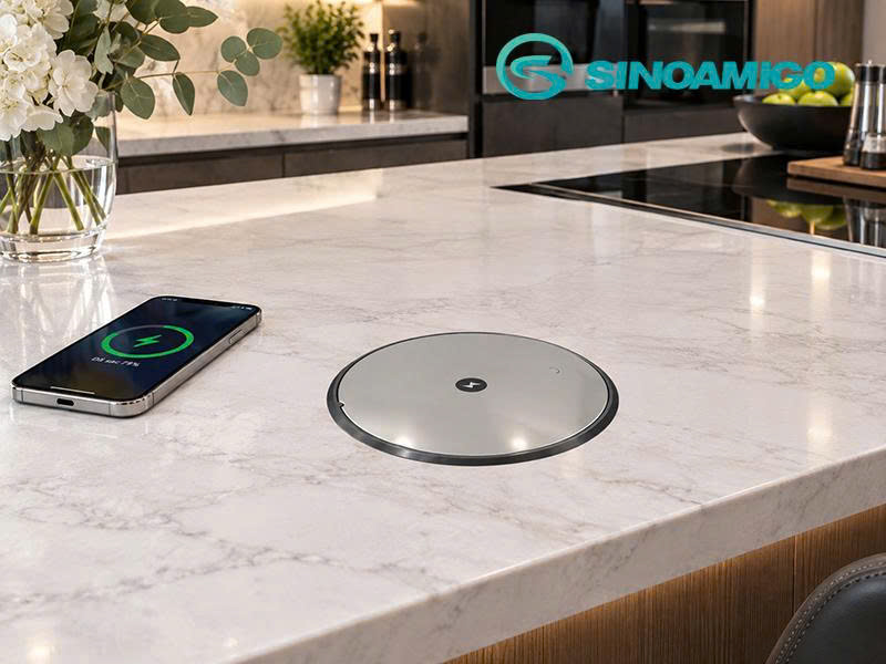 Ổ Điện Âm Bàn Đảo Bếp Nâng Hạ Tự Động Touch Smart Sinoamigo SMT-6S