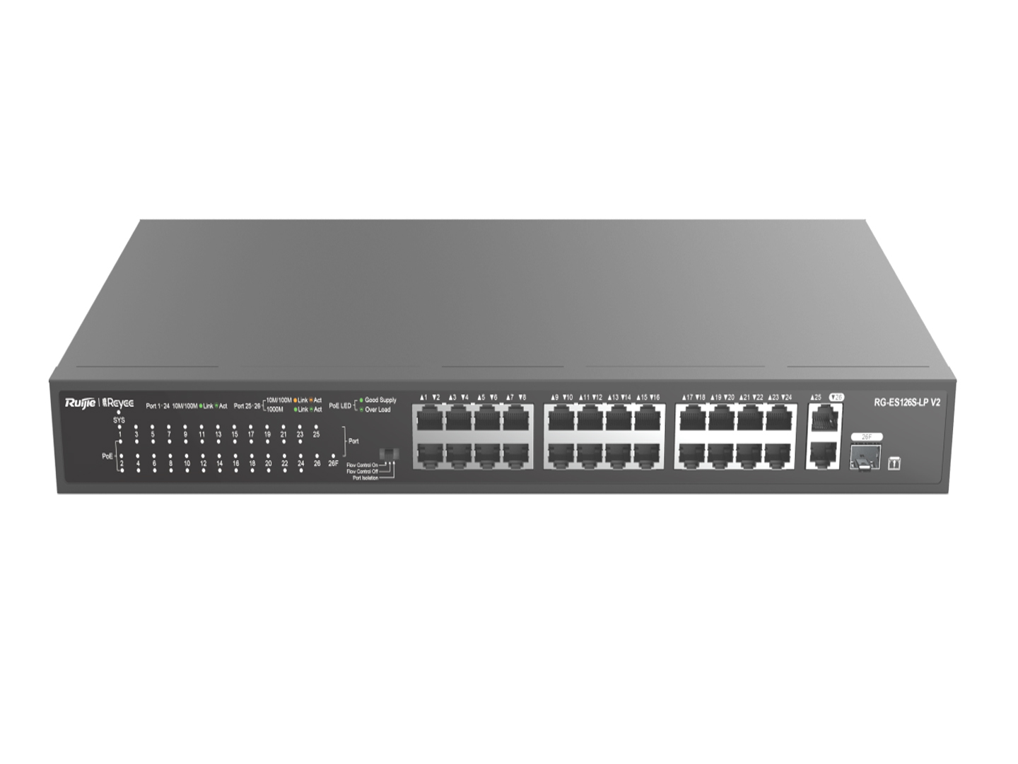 Switch mạng Ruijie 16 cồng Poe +2 cổng 1GB Uplink RG-ES126S-LP