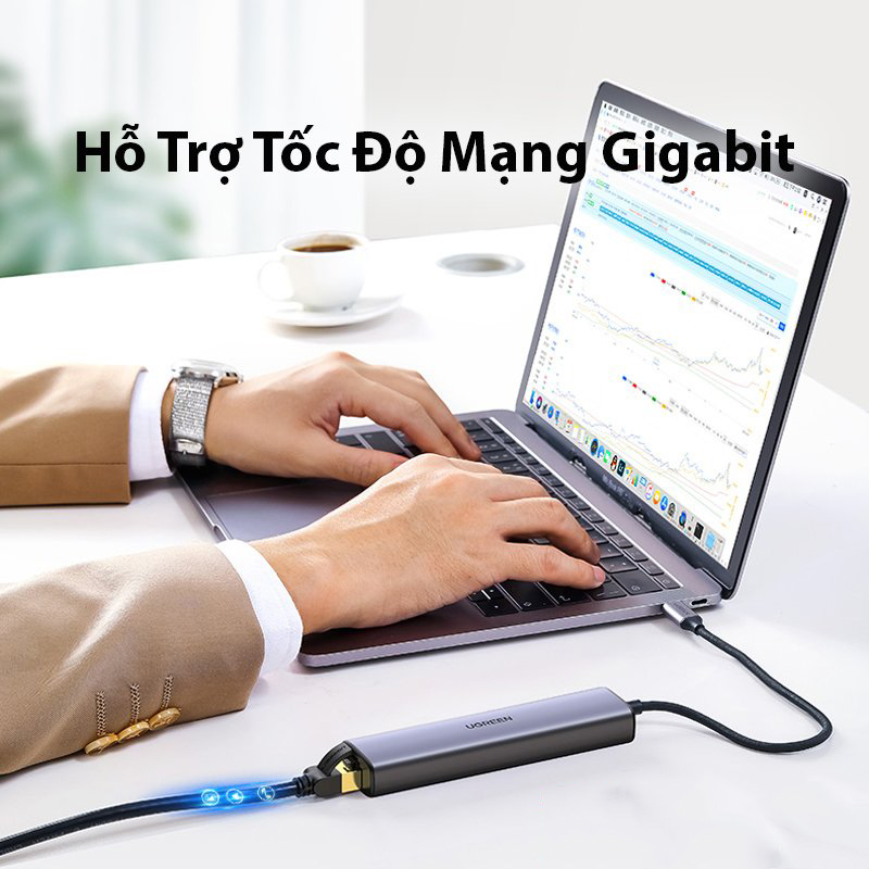 Bộ chia USB Type C sang Lan + 3 USB 3.0 Ugreen 20920