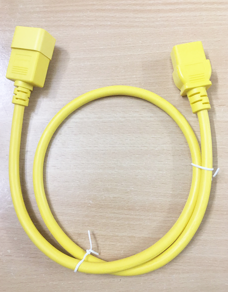 Cáp nguồn C19–C20 2m màu vàng, lõi 3×2.08mm (14AWG), chuẩn IEC 60320