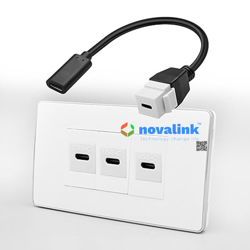 Nhân hạt ổ cắm USB 3.0 Type C sang C Novalink chính hãng