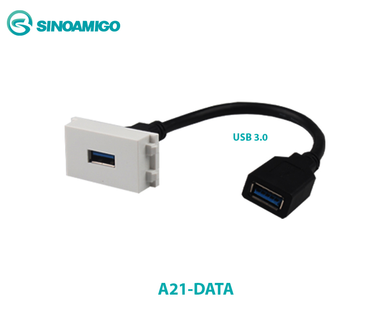 Ổ cắm USB 3.0 DATA chuẩn Wide Sinoamigo lắp ổ âm bàn, âm sàn