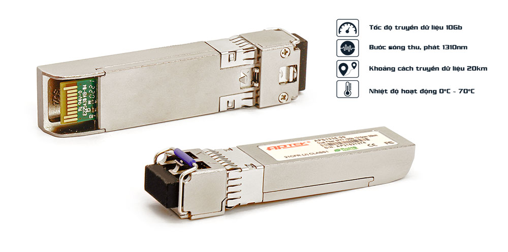 module quang APTEK SFP+ 10Gbps, 2 core, Single-Mode  APS1335-20