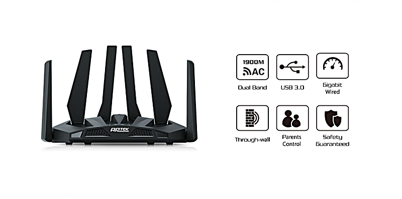 Thiết Bị Mạng Router Wifi Băng Tầng Kép APTEK A196GU công suất cao xuyên tường