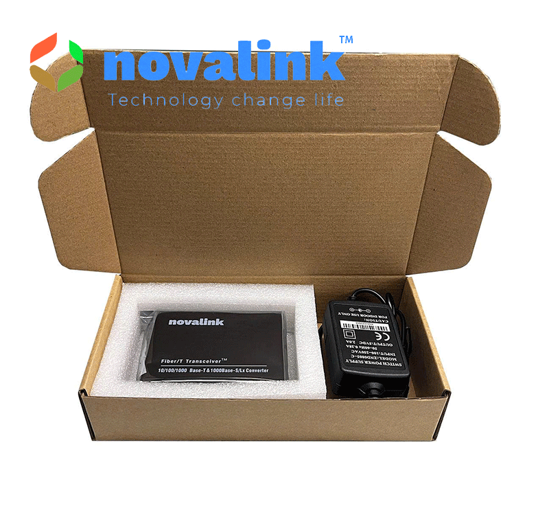 Bộ chuyển đổi quang điện Gigabit 1GB chuẩn SC sợi đôi Novalink NV-43102D-SM-25