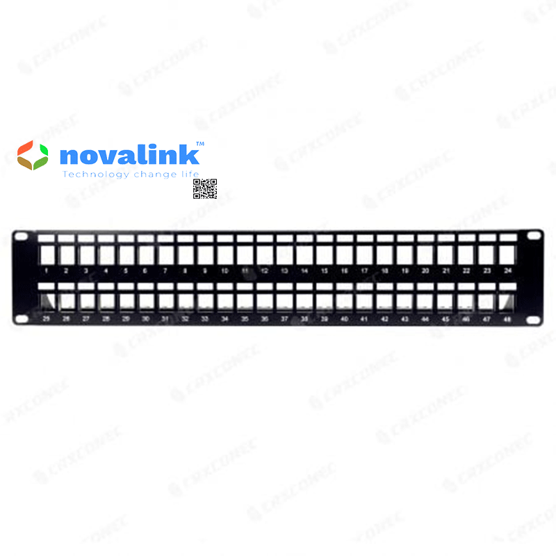 Khung Patch Panel Cat6A 48 Port 2U Novalink CC-06-00064 Chính Hãng