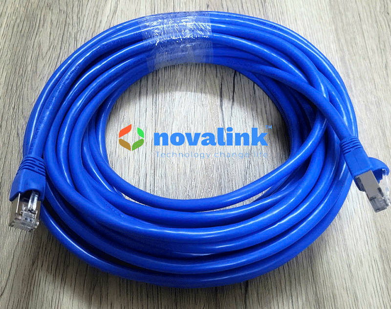 Dây nhảy cáp mạng đúc Cat6A STP dài 10m màu xanh