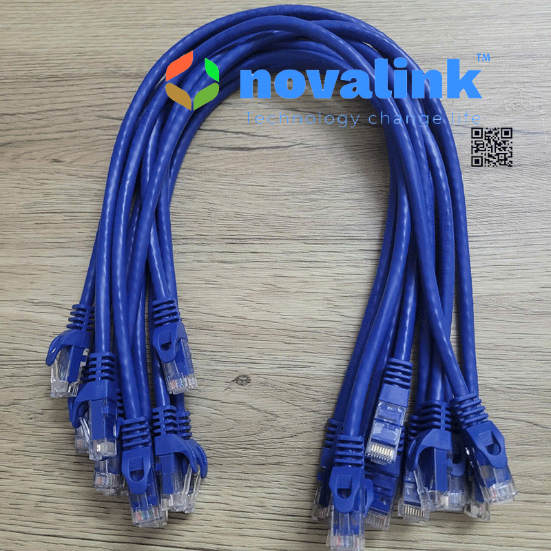Patch cord, Dây nhảy, cáp mạng đúc Cat6 dài 0.5m NV-20101A, 100% đồng, 24AWG, Pass Fluke, màu xanh