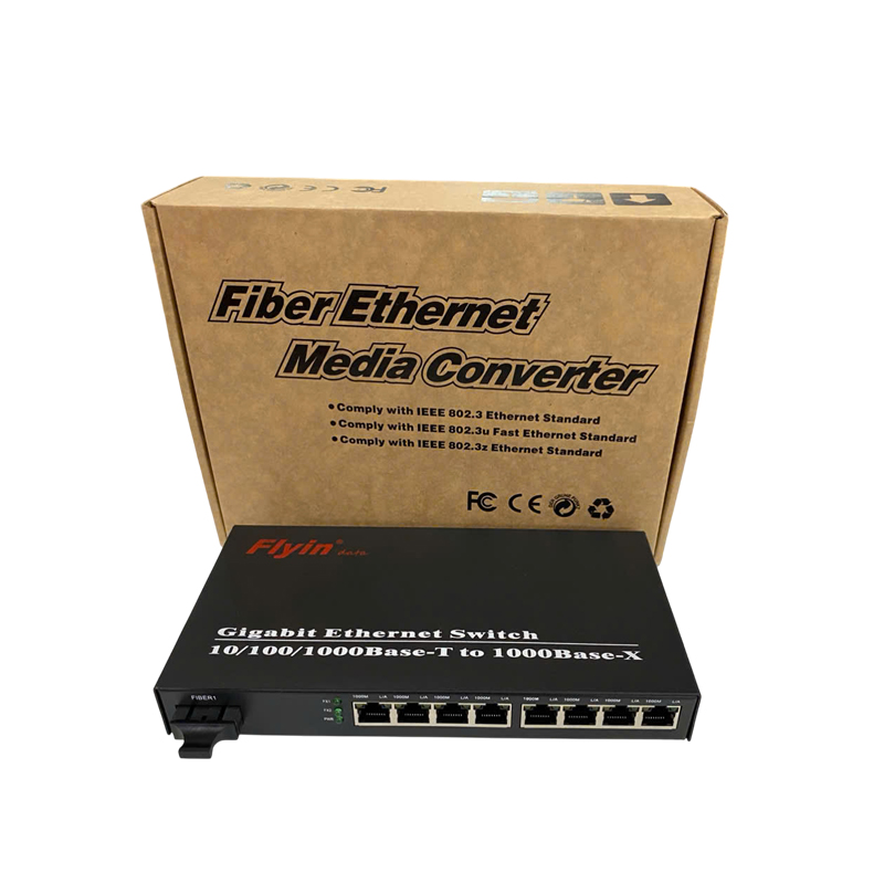 Bộ Chuyển Đổi Quang Điện 1  Ra 8 Cổng LAN 10/100/1000   FLY-1F8TC-SWDXG Novalink