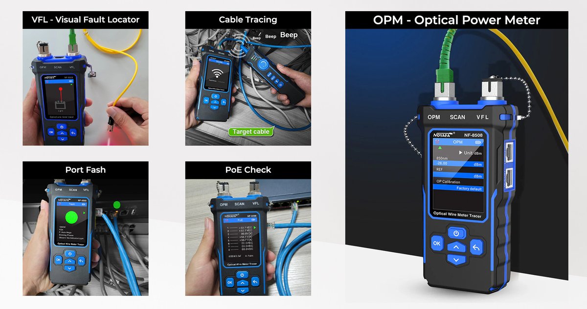 M&aacute;y đo & test mạng NOYAFA NF-8508 ch&iacute;nh h&atilde;ng - Đa năng 9 trong 1