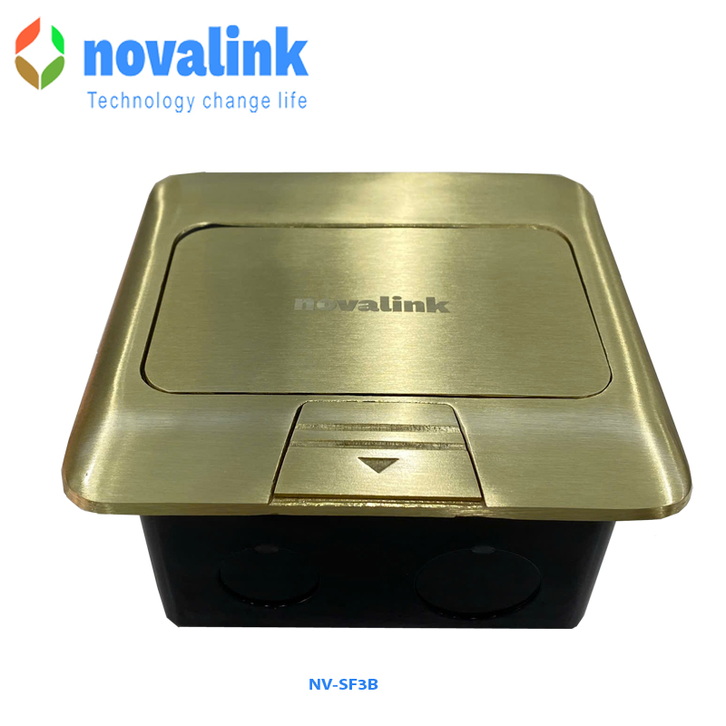 Hộp Ổ Điện Âm Sàn Novalink NV-FS3B Màu Đồng | Tích Hợp HDMI, USB, Mạng, Điện
