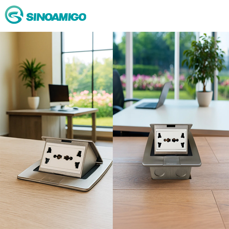 Ổ cắm âm sàn điện mạng 3 modules Sino Amigo