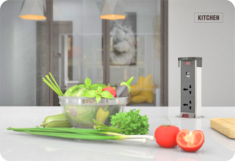 Bộ ổ điện âm bàn bếp sinoamigo STP-2BS-3QI cao cấp