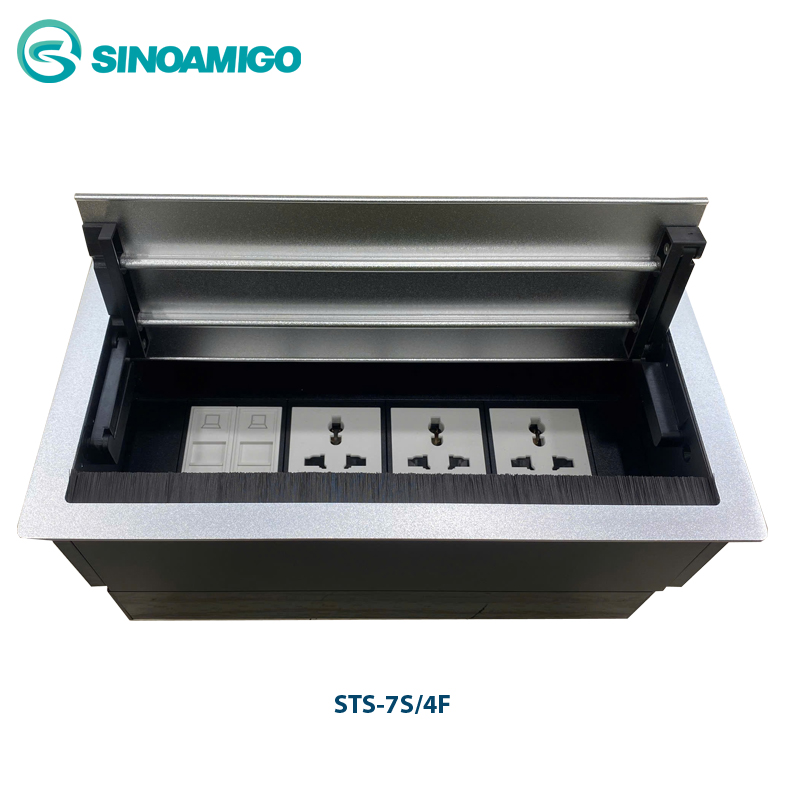 Hộp ổ điện, mạng  âm bàn Sinoamigo STS-7B/4F nắp lật 2 bên chính hãng