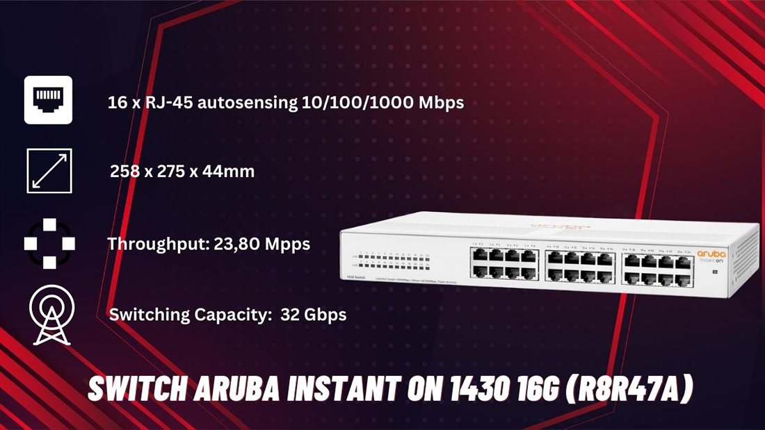 Thiết bị chuyển mạch Aruba Instant On 1430 16G (R8R47A) 16 cổng gigabit