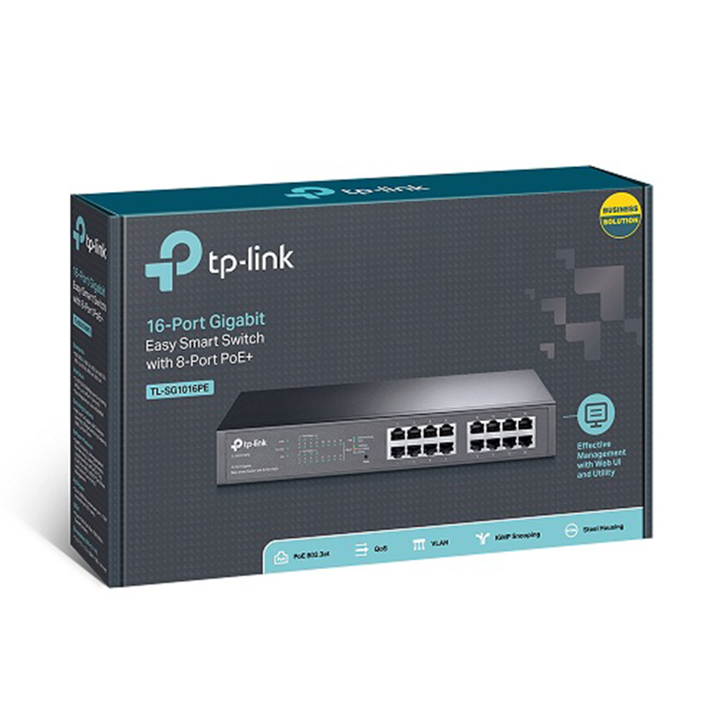 Thiết bị chuyển mạch 16 cổng Gigabit TPLink TL-SG1016PE với 8 cổng PoE+