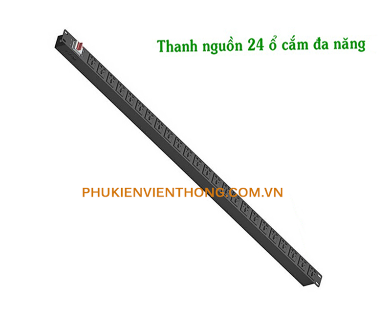 Thanh nguồn PDU 24 cổng đa năng lắp tủ rack chuẩn 19 inch