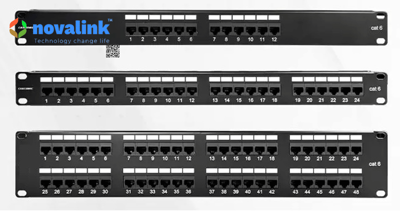 Patch Panel 24 Port Cat6 Novalink CC-06-00063 - Panel Rỗng Có Shutter