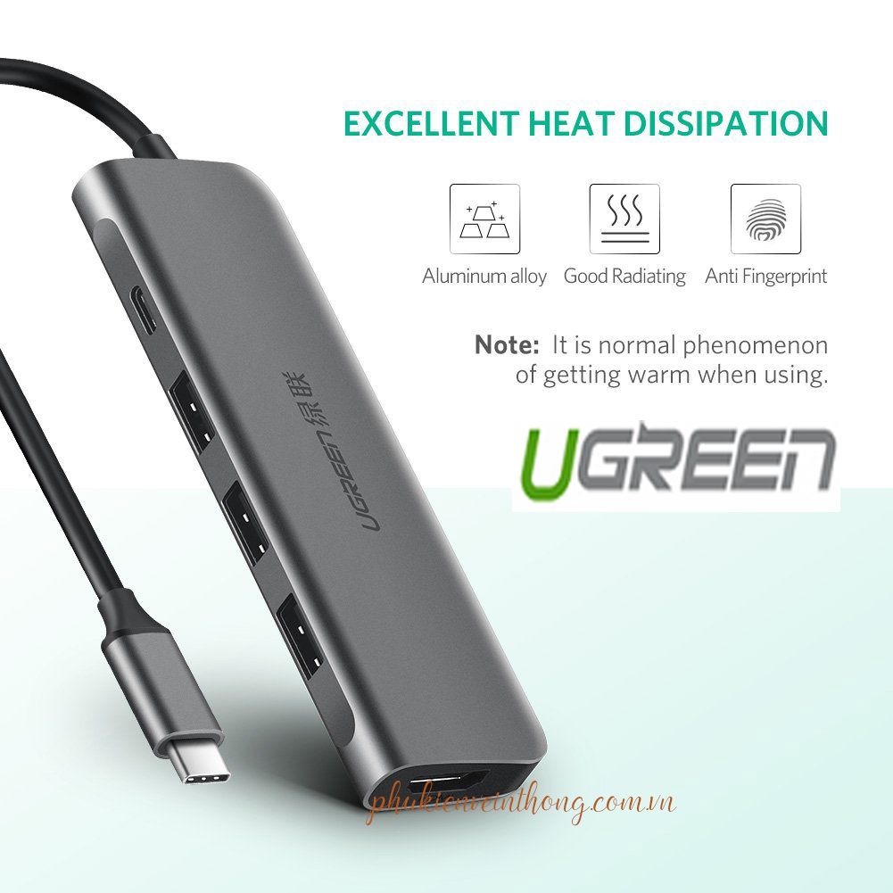 Thiết bị chuyển đổi USB-C to HDMI kèm Hub USB 3.0 Cao Cấp Ugreen 50209