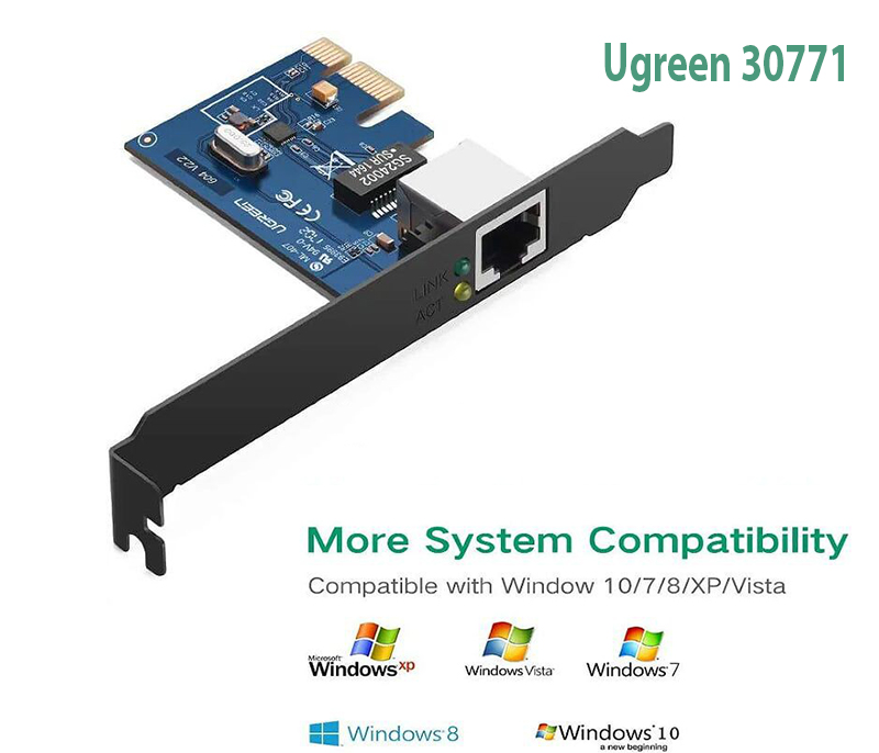 Card mạng PCI-e 1x Gigabit 10 100 1000 Mbps Ugreen 30771