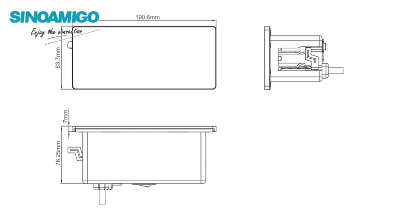 Hộp ổ điện âm bàn nắp trượt Sinoamigo STS-5-SC02SS chính hãng