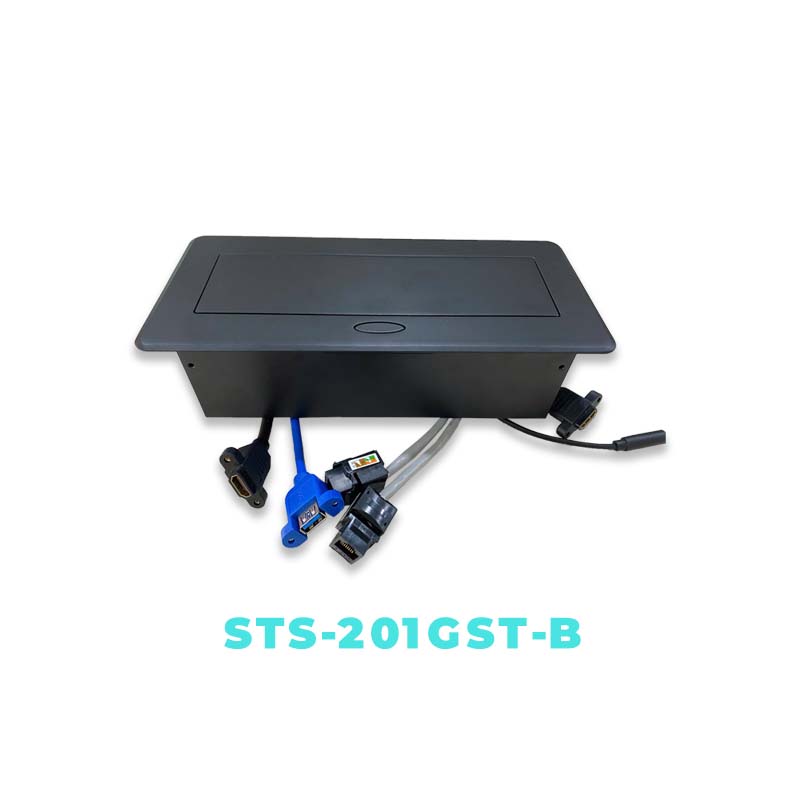 Hộp ổ điện âm bàn đa năng Sinoamigo STS-201GST-B màu đen