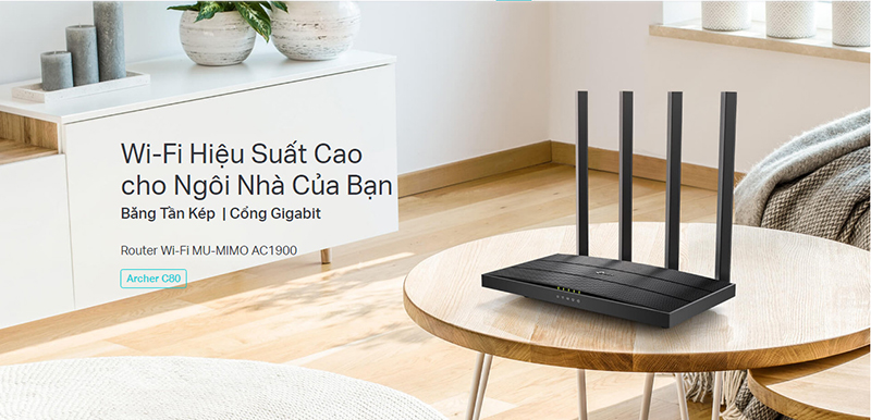 TPLink Router Wi-Fi MU-MIMO AC1900 Archer C80 tốc độ cao