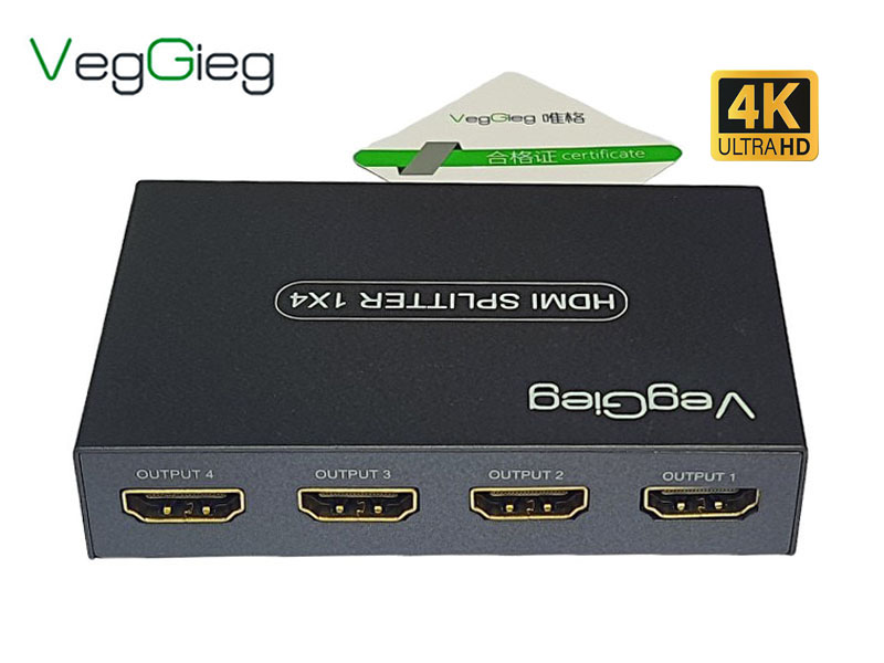 HDMI Splitter 1 ra 4 VegGieg V-HD07 hỗ trợ 4K*2K@60Hz chính hãng