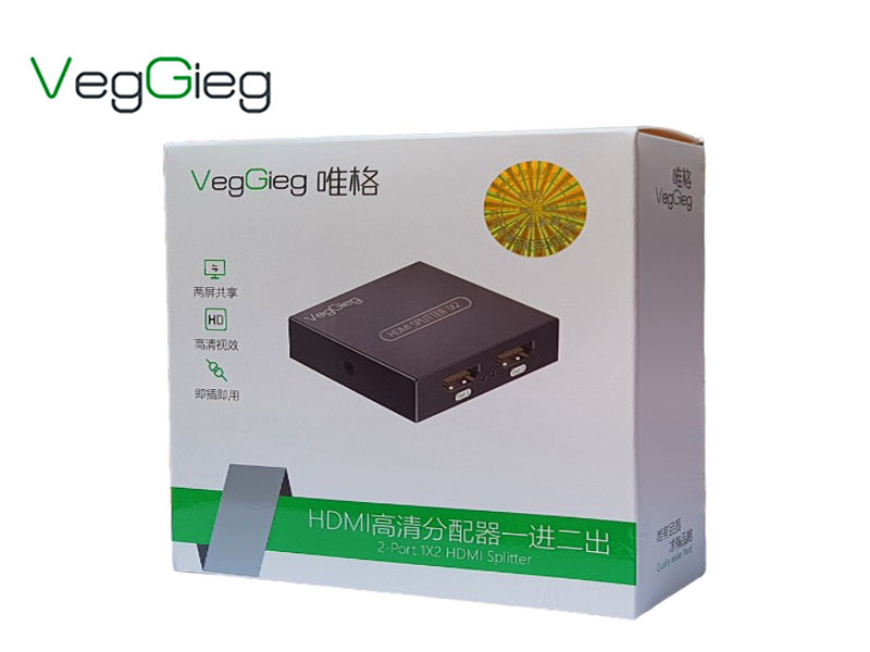 Bộ chia HDMI 1 ra 2 VegGieg V-HD06 hỗ trợ 4k-UHD