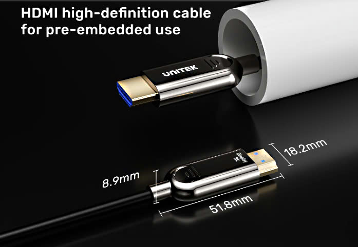 Cáp HDMI UNITEK 8K Sợi Quang dài 30m S/N C11085GY01-30 chính hãng