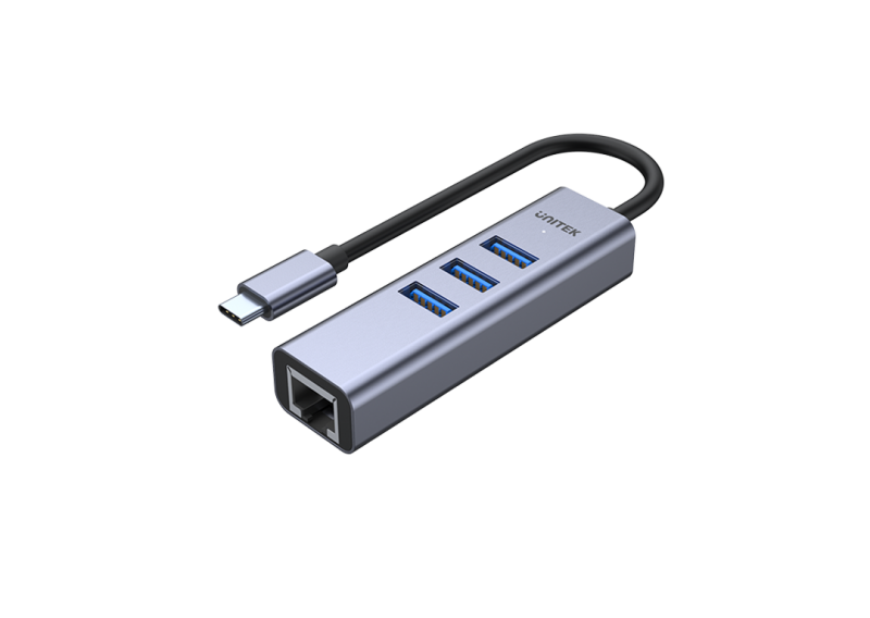 Cáp Type-C sang USB 3.0 + LAN UNITEK H1904A tốc độ cao Cáp Type-C sang USB 3.0 + LAN UNITEK H1904A chính hãng