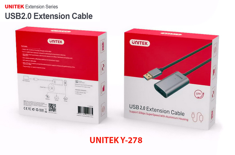 Cáp USB nối dài 10m có IC khuyêch đại tín hiệu Unitek Y-278 chính hãng