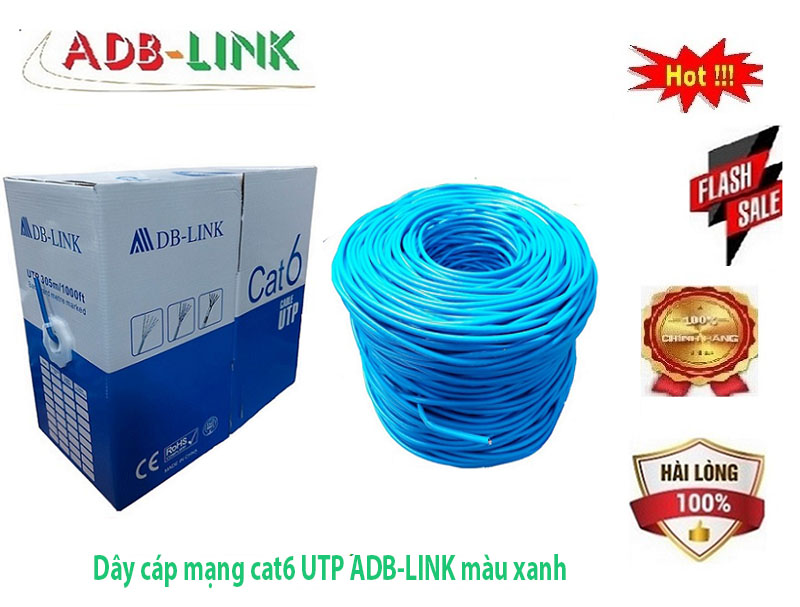 Dây Cáp Mạng Cat6 UTP CCA hãng ADBLINK dài 305M Cuộn ( Màu Xanh )