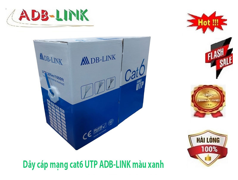 Dây Cáp Mạng Cat6 UTP CCA hãng ADBLINK dài 305M Cuộn ( Màu Xanh )