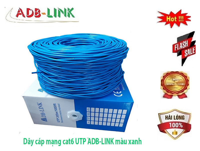 Dây Cáp Mạng Cat6 UTP CCA hãng ADBLINK dài 305M Cuộn ( Màu Xanh )