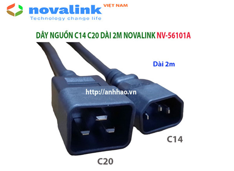 Dây nguồn PDU,SEVER C14 C20 lõi  3x2.08mm dài 2m NV-56101A