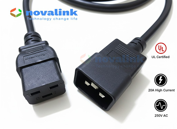 Dây Nguồn C19 To C20 1.5m 20A Novalink NV-56302A Chính Hãng