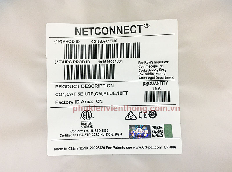 patch cord, dây nhảy cat5  commscope dài 3m