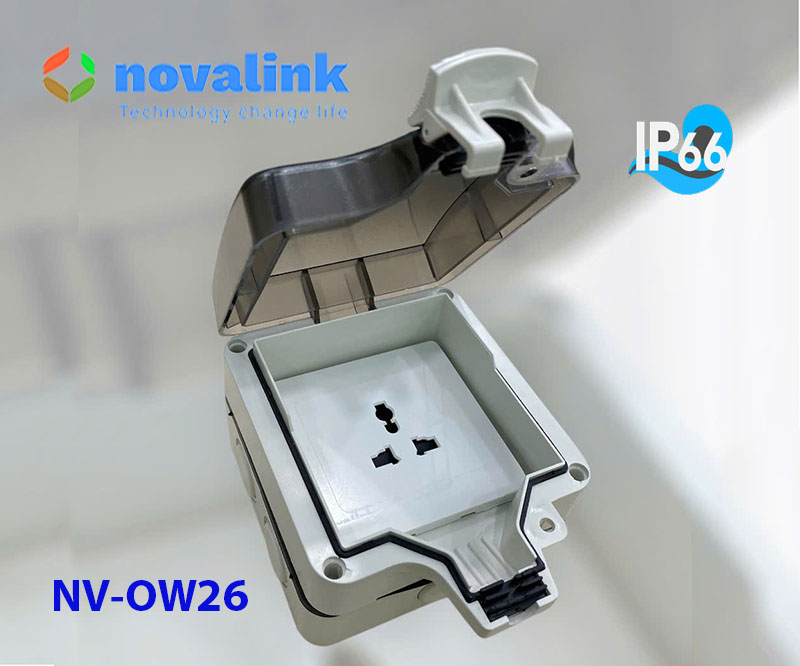 Hộp ổ cắm điện âm tường chống nước IP66 Novalink NV-OW26 chính hãng