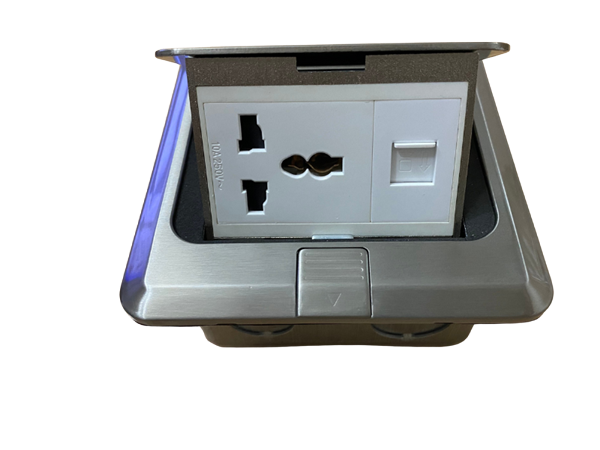 Hộp ổ điện &acirc;m s&agrave;n SPU-1L m&agrave;u bạc 3 module