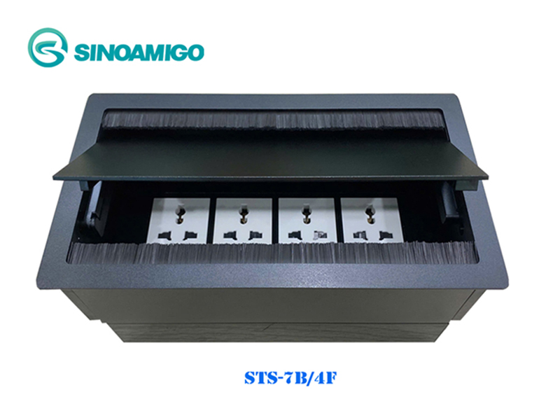 Hộp ổ điện âm bàn Sinoamigo STS-7B/4F nắp lật 2 bên chính hãng