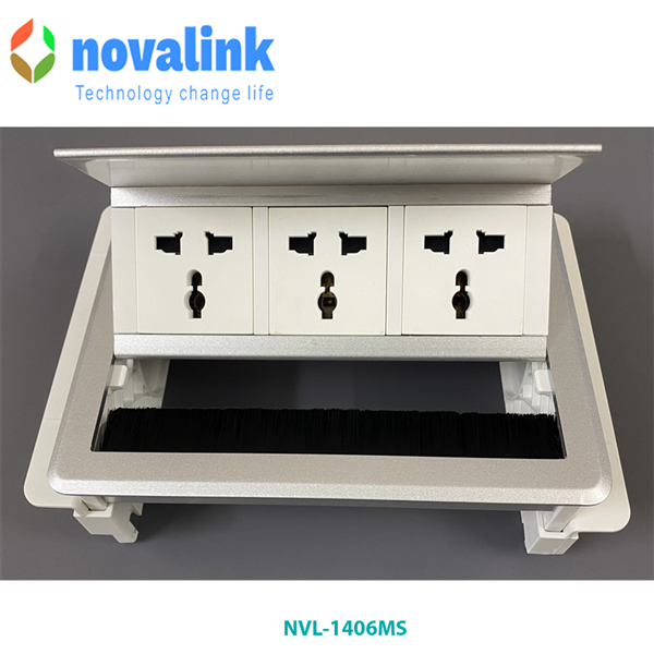 Hộp ổ điện âm bàn Novalink NVL-1406MS màu bạc chính hãng