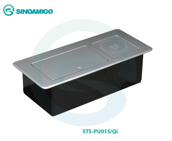 Hộp điện âm bàn Sinoamigo STS-PU01S/Qi màu bạc | Sạc không dây Qi