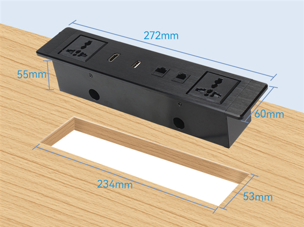 Hộp ổ điện âm bàn Sinoamigo STS-ST60-2F5G | USB, HDMI, LAN