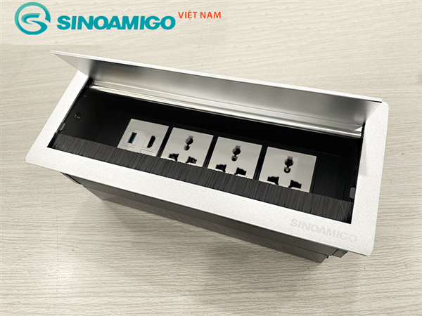 Hộp ổ điện âm bàn Sinoamigo STS-7S/4F Tích hợp ổ điện, mạng, lan, tel