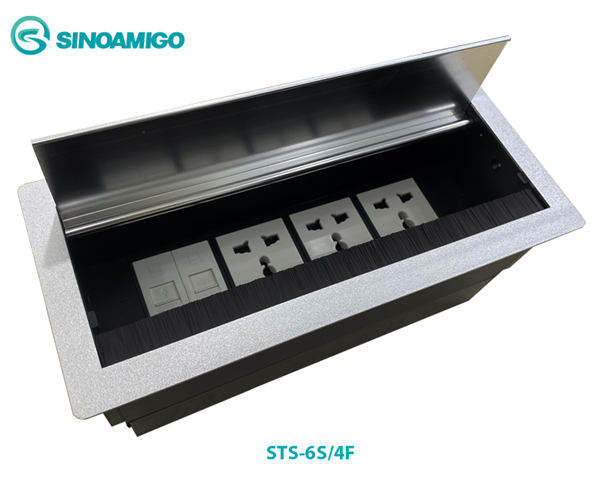 Hộp ổ điện âm bàn Sinoamigo STS-6S/F4  tích hợp ổ điện đa năng  LAN, HDMI, USB, Audio