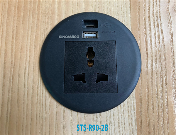 Hộp ổ điện âm bàn Sinoamigo STS-R90B-2 màu đen cao cấp